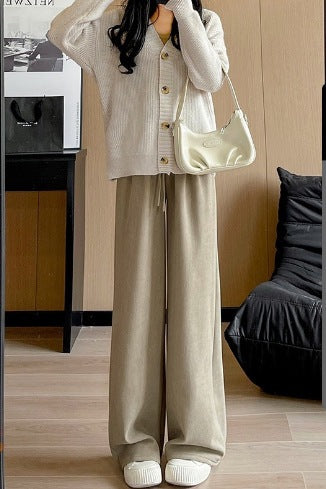 Gefütterte Cord-Weithose im koreanischen Stil