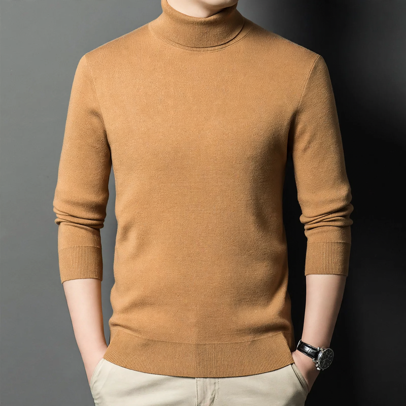 Herren-Strickpullover aus Wolle, Stehkragen, warm