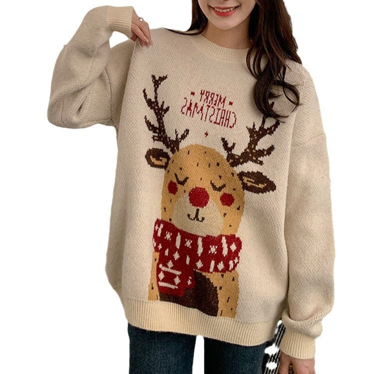 Damen-Strickpullover mit 3D-Motiv, locker geschnitten