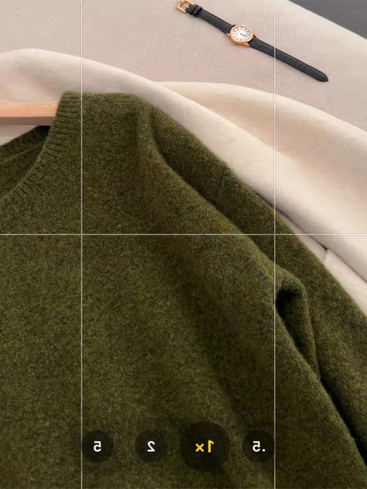 Vintage Strickpullover in Avocado-Grün