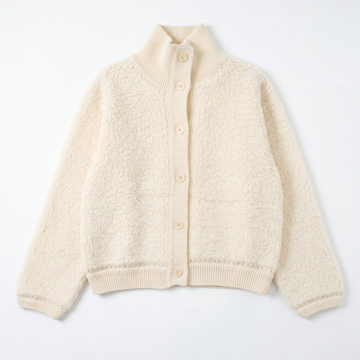 Damen-Strickjacke aus Wolle, hochgeschlossen