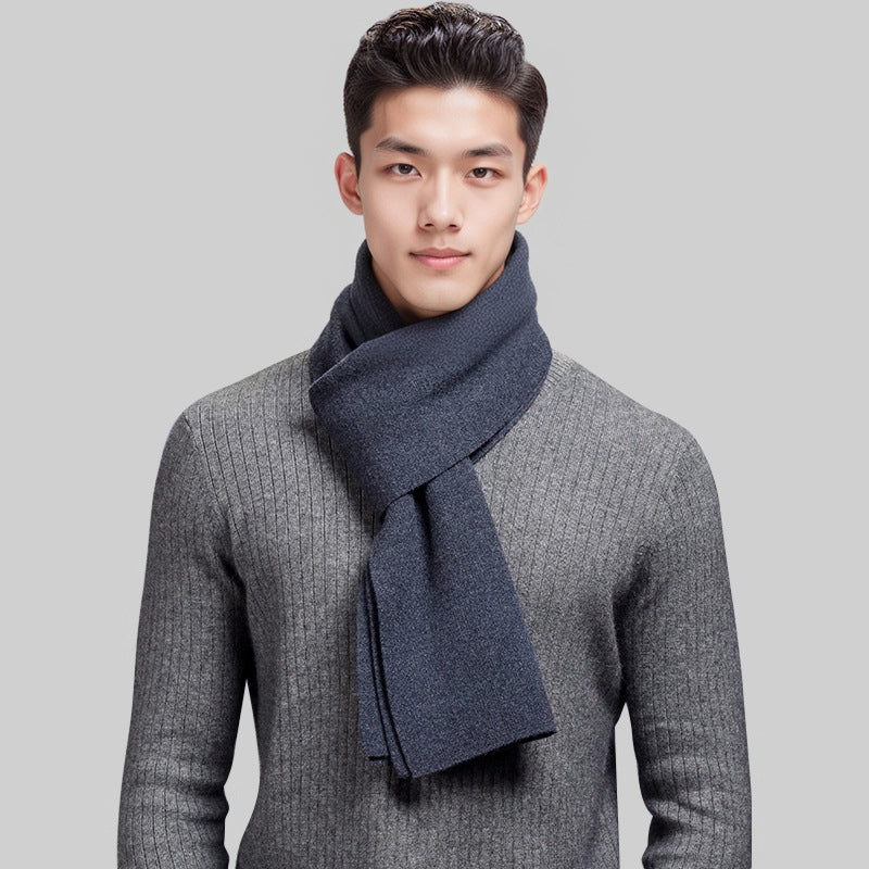 Herren-Strickschal aus Wolle, kariert, 180 cm