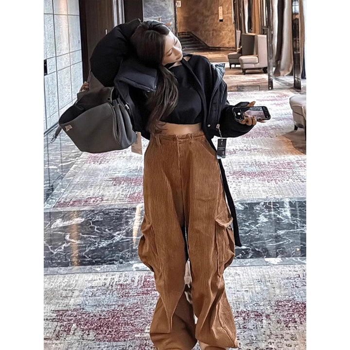 High-Waist Cordhose in Karamell