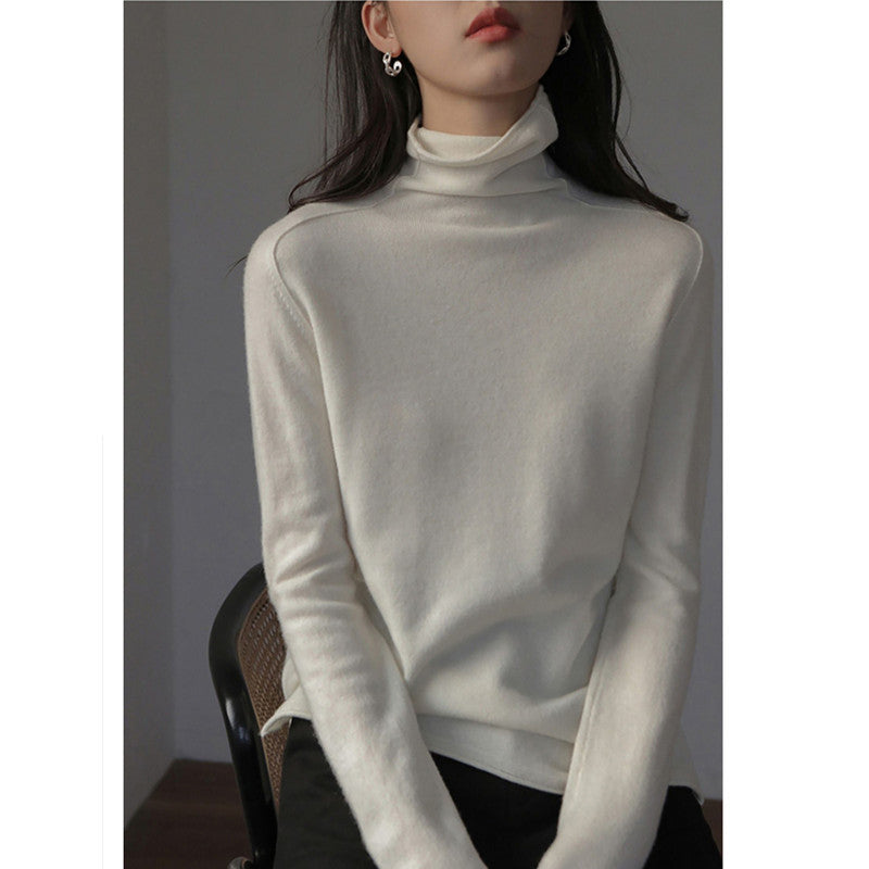 Damen-Wollpullover, Stehkragen, lockere Passform mit Schlitz