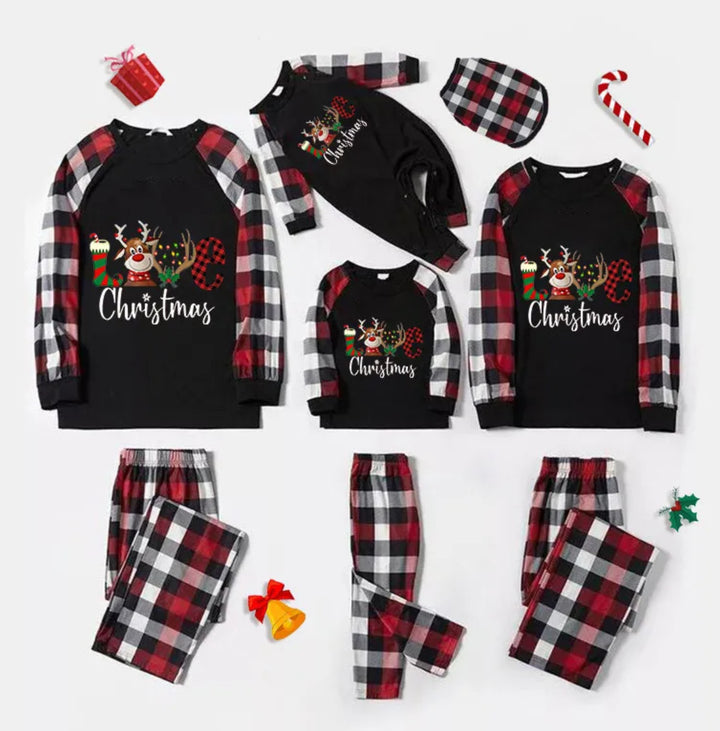 Weihnachts-Pyjama-Set für die Familie, langärmelig, mit Karomuster