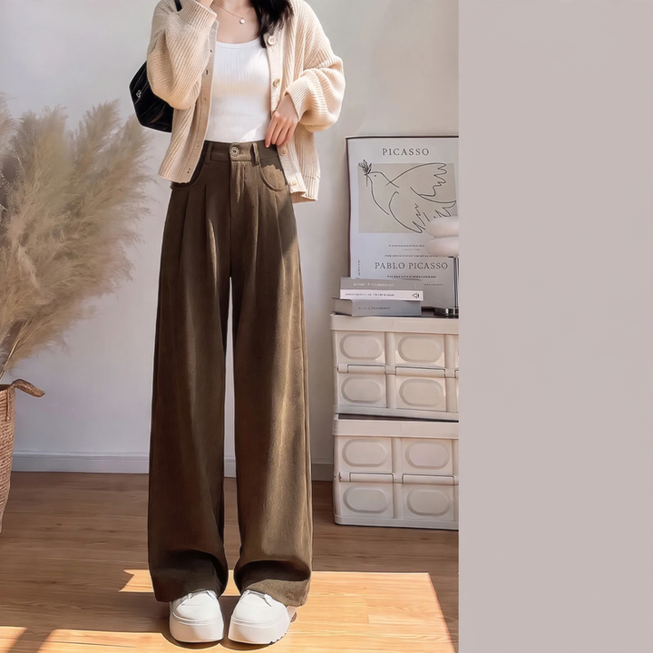 Damen-Cordhose, weit geschnitten, gefüttert