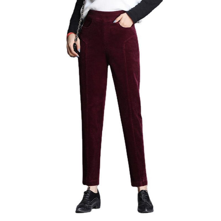 Damen-Cordhose, verkürzt, hoher Bund