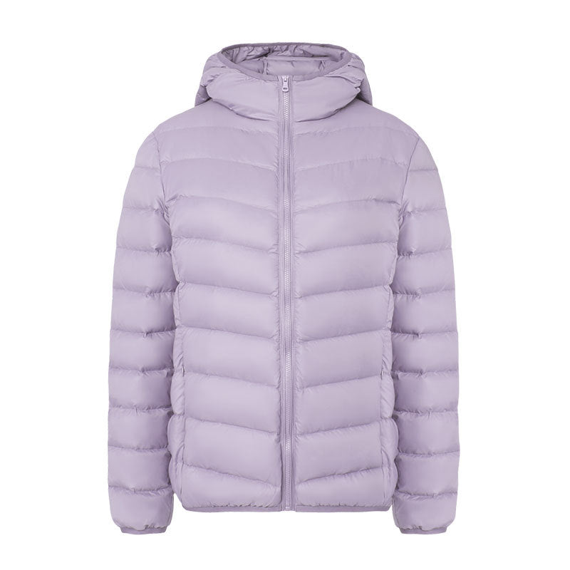 Leichte Damen-Daunenjacke mit Kapuze, wasserabweisend