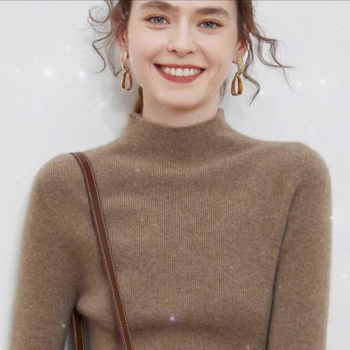 Damen-Strickpullover mit Stehkragen, schmal geschnitten