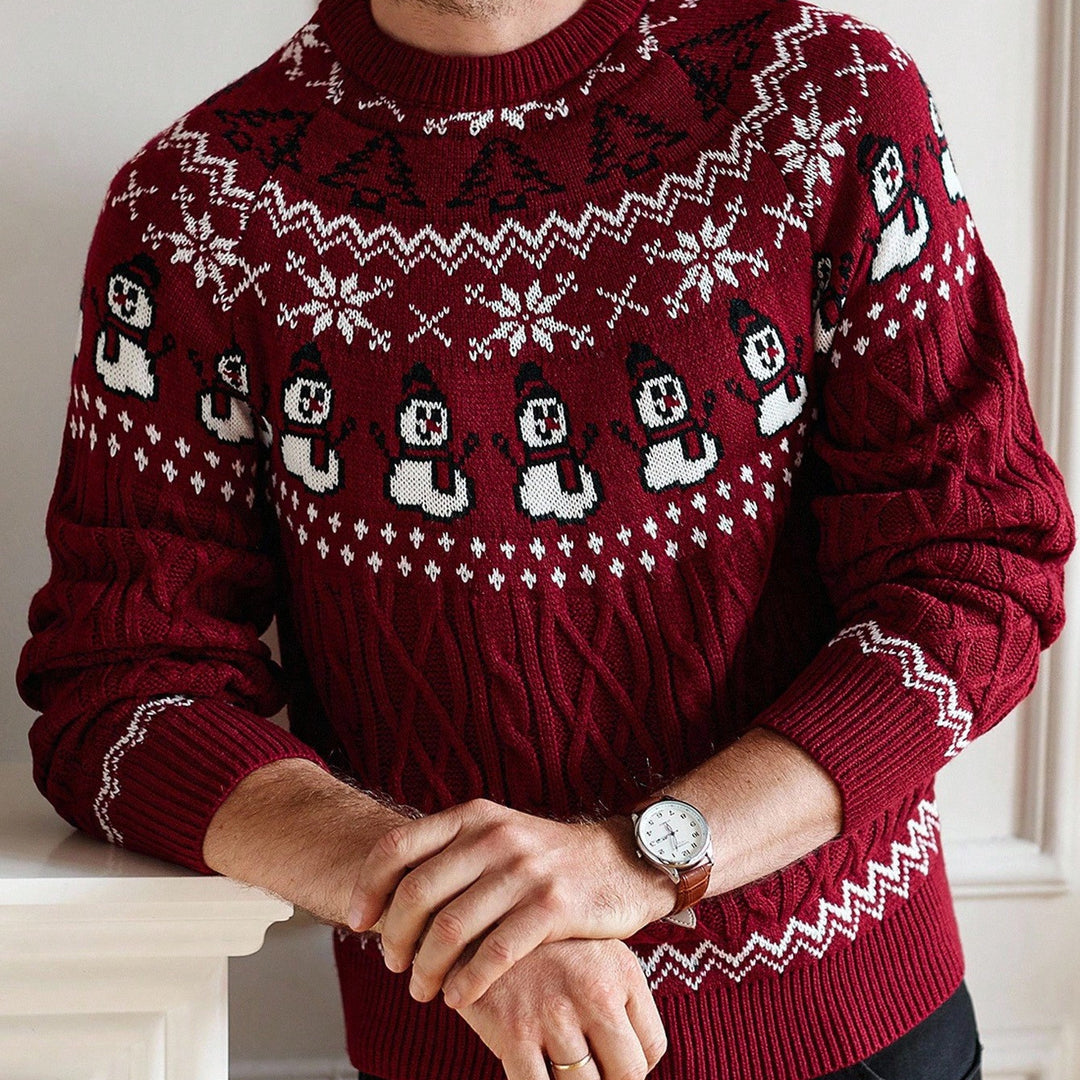 Retro-Weihnachtspullover mit Schneemann-Motiv