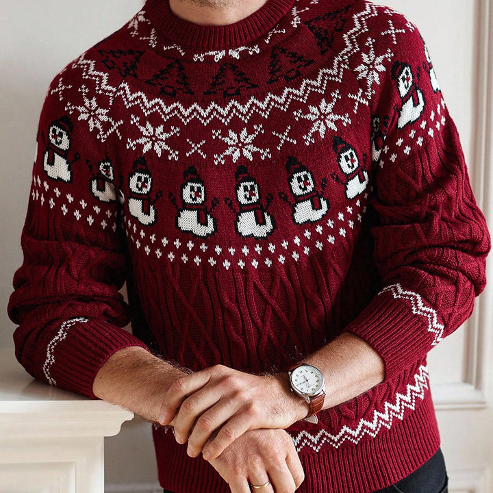 Retro-Weihnachtspullover mit Schneemann-Motiv