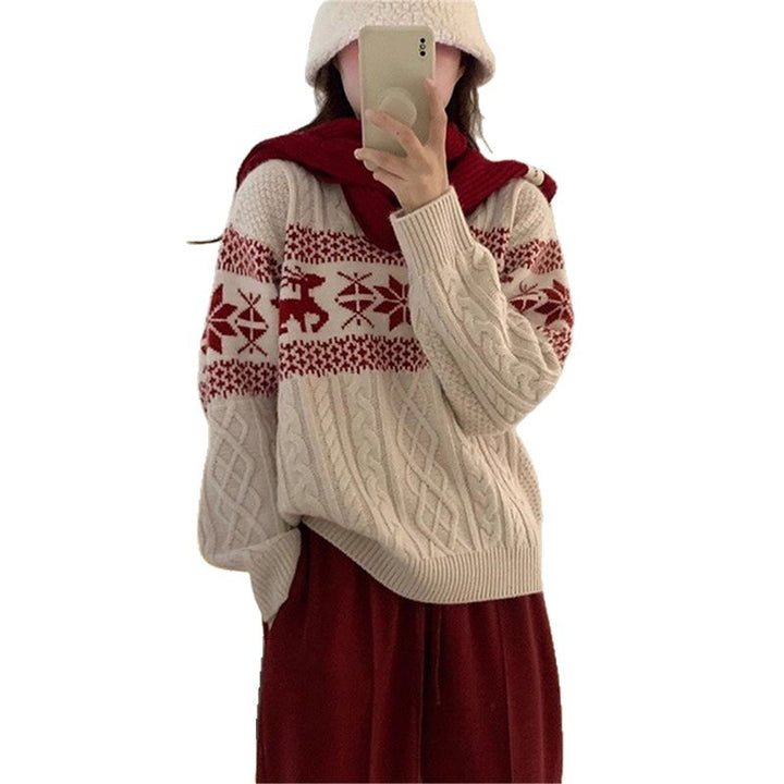 Weihnachtlicher Strickpullover mit Fair-Isle-Muster