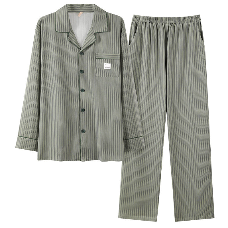 Herren-Schlafanzug-Set, Baumwolle, gestreift