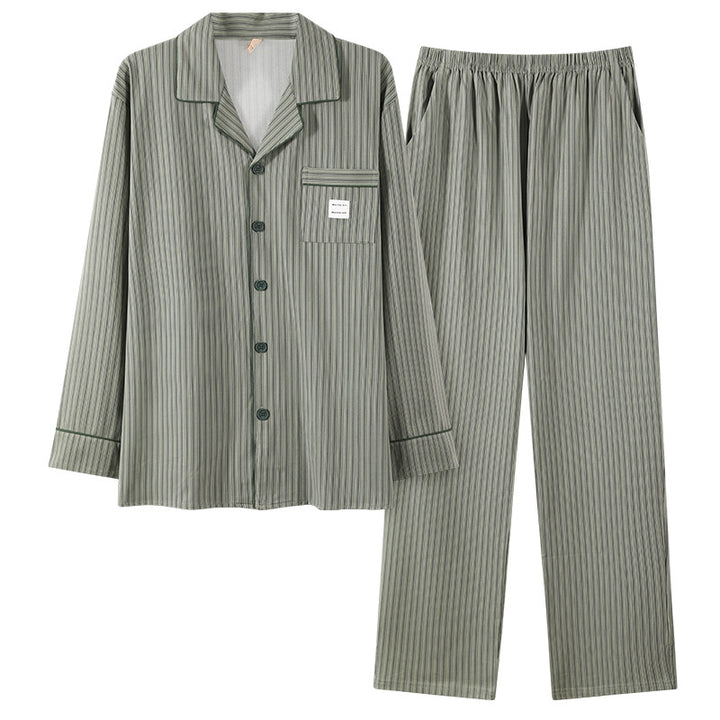 Herren-Schlafanzug-Set, Baumwolle, gestreift