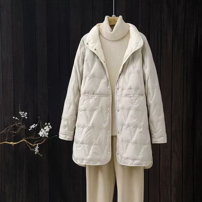 Wendbare Daunenjacke für Damen, mittellang, große Größen