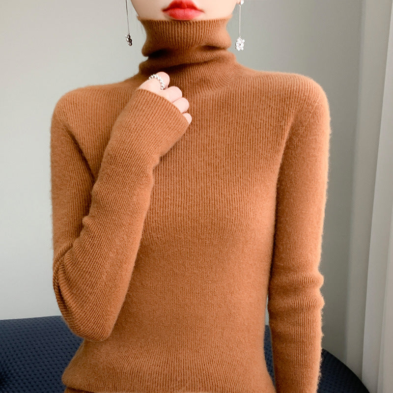Damen-Strickpullover mit Stehkragen, figurbetont