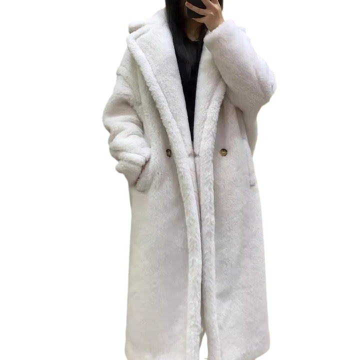 Teddy-Mantel mit Glanzeffekt, mittellang, Damen
