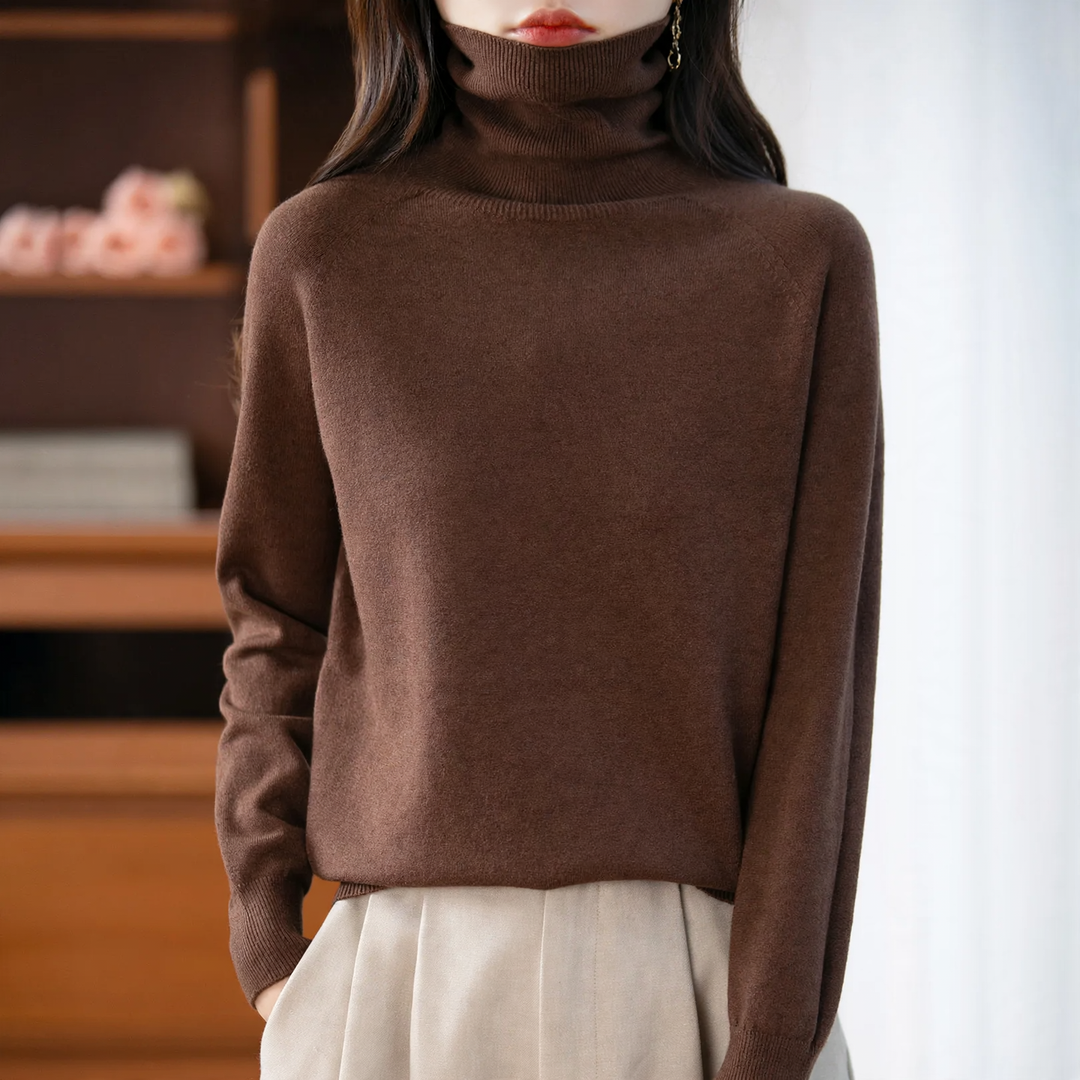 Damen-Strickpullover mit hohem Kragen, locker