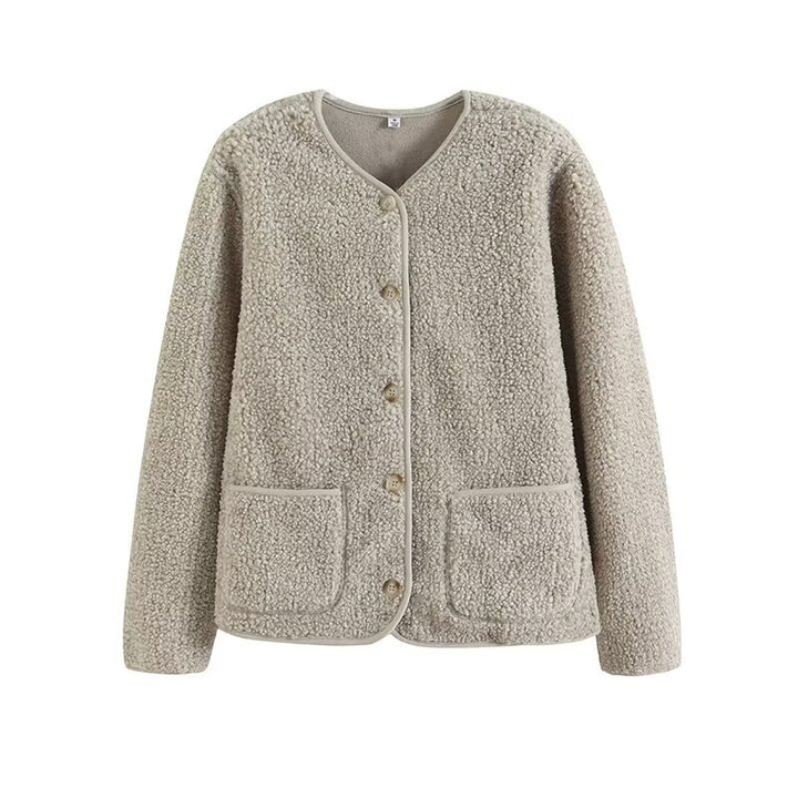 Strickjacke aus Lammfell-Imitat und Fleece