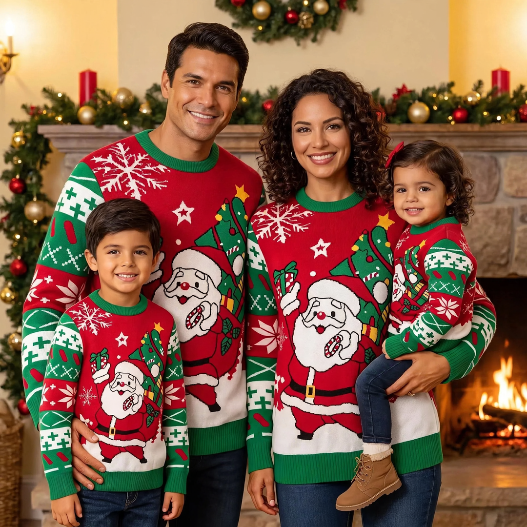 Unisex-Strickpullover mit weihnachtlichem Jacquard-Muster