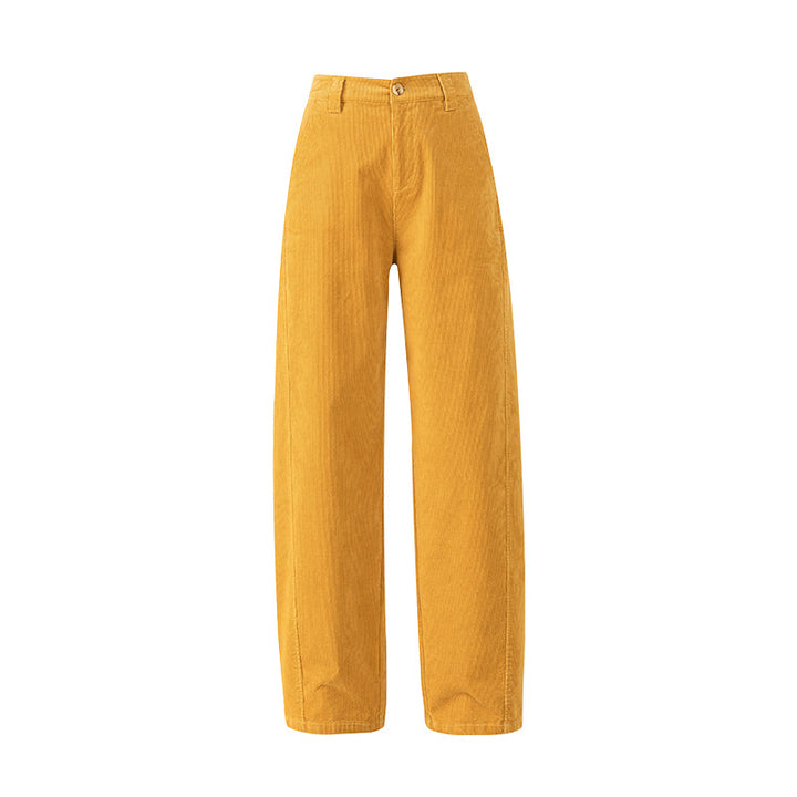 Damen-Cordhose mit hohem Bund und weitem Bein