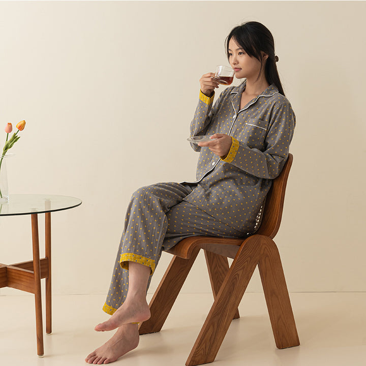 Baumwoll-Schlafanzug, Doppelgaze, Langarm, Unisex