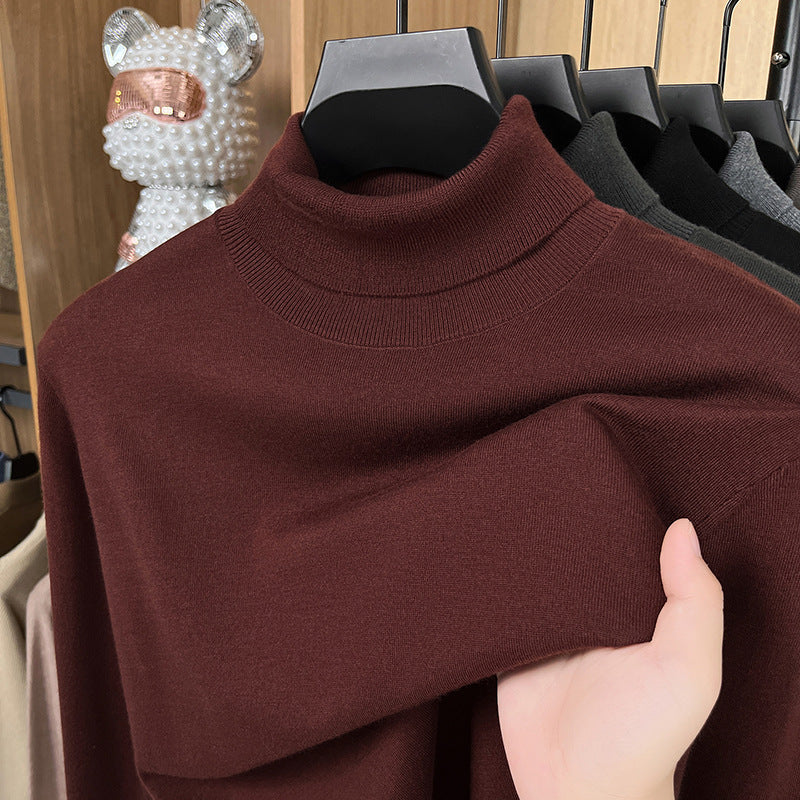 Herren-Pullover aus Seide und Schafwolle, Stehkragen
