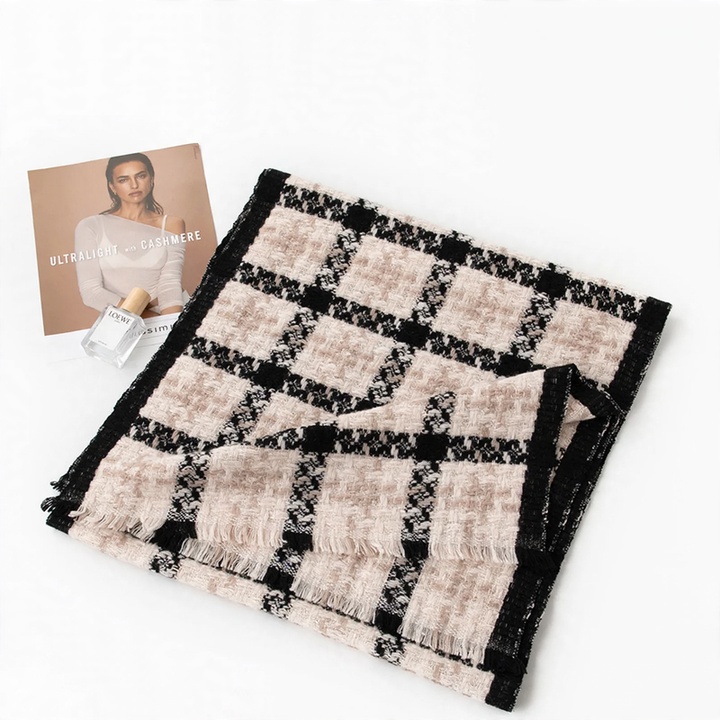 Großer Wollschal im Karomuster, 200x55cm