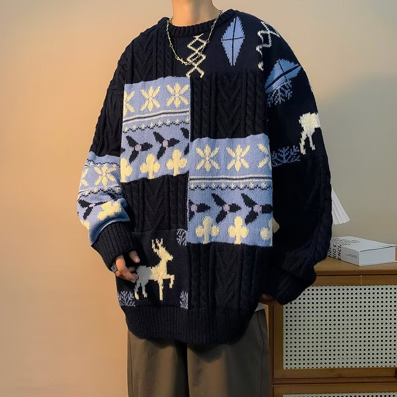 Dicker Strickpullover im Retro-Stil