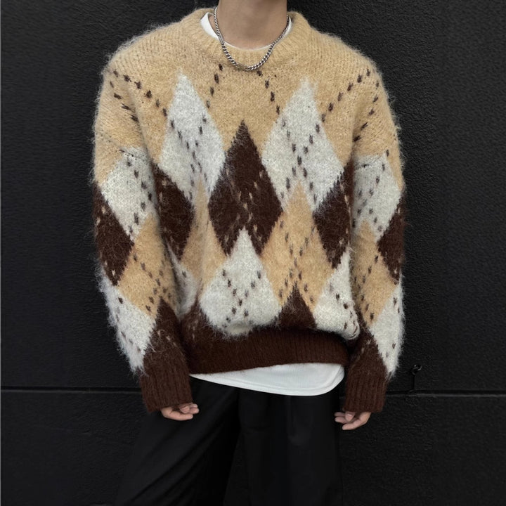 Herren-Strickpullover mit Rautenmuster