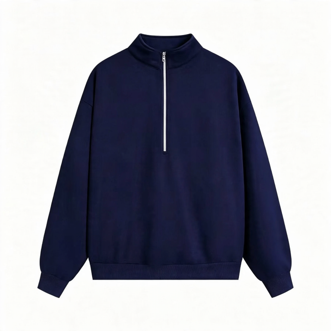 Unisex-Pullover mit Reißverschluss und Buchstaben-Print