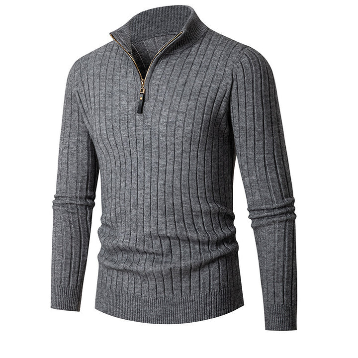 Herren-Strickpullover mit Reißverschluss und Halbrollkragen