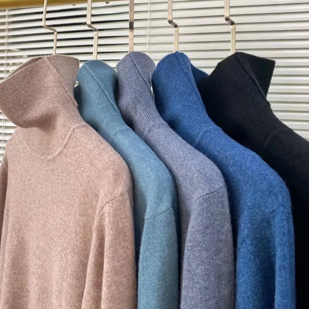 Herren-Strickpullover aus Wolle, verschiedene Kragenformen