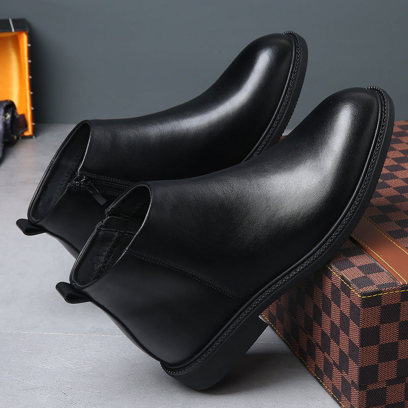 Herren-Chelsea-Stiefel, Echtleder, gefüttert, warm