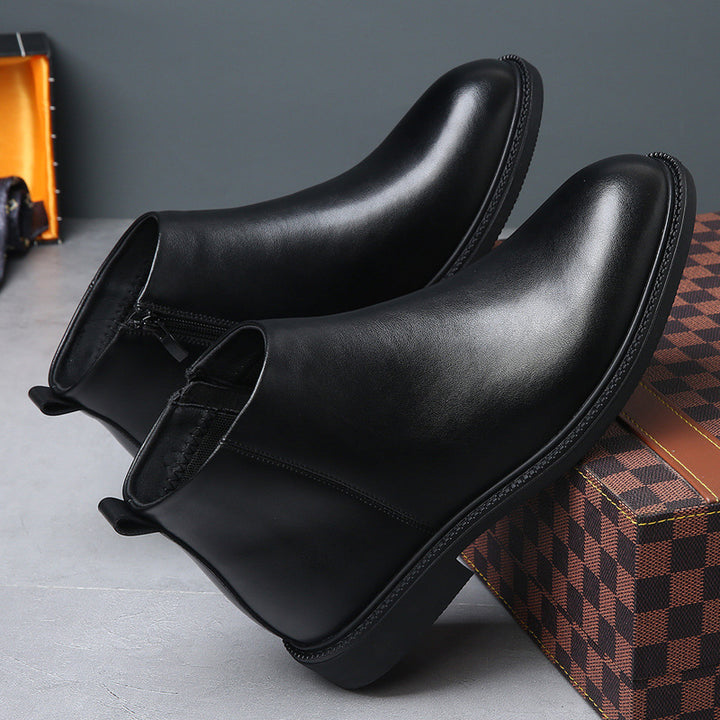 Herren-Chelsea-Stiefel, Echtleder, gefüttert, warm