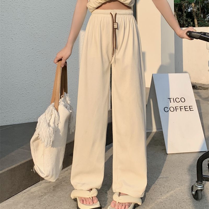 Cord-Weithose für Damen, hoher Bund mit Kordelzug