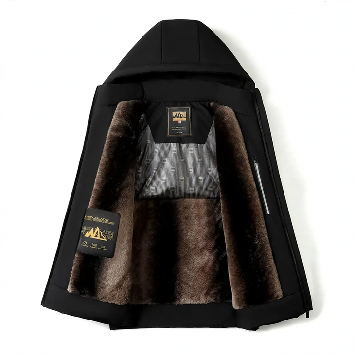 Gefütterte Herren-Winterjacke mit abnehmbarem Kragen