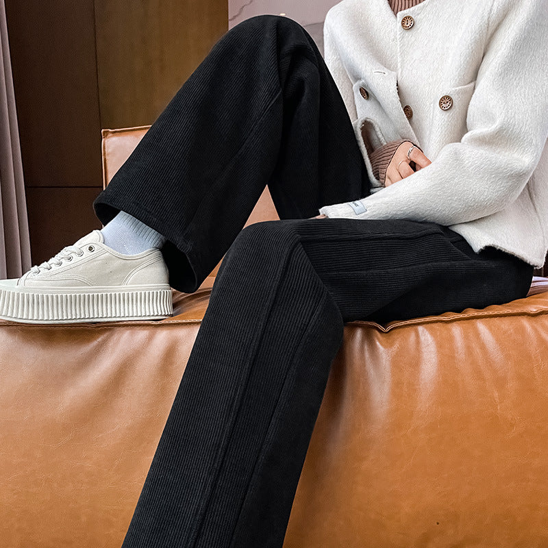 Damen-Cordhose, weit geschnitten, mit Lammfleece-Futter
