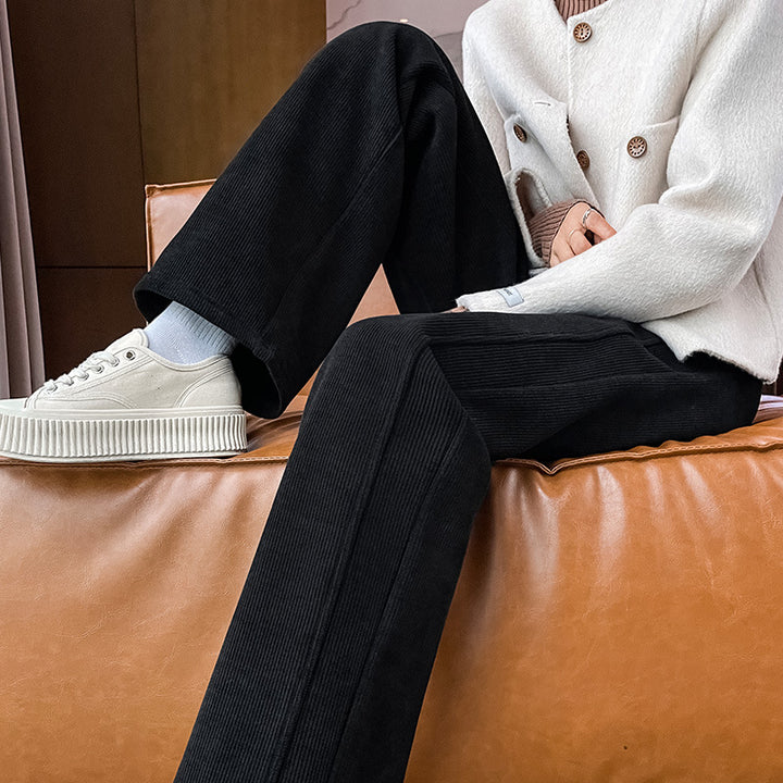 Damen-Cordhose, weit geschnitten, mit Lammfleece-Futter