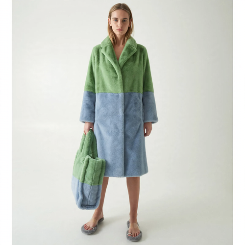 Damen-Mantel aus Kunstfell, warm, mittellang