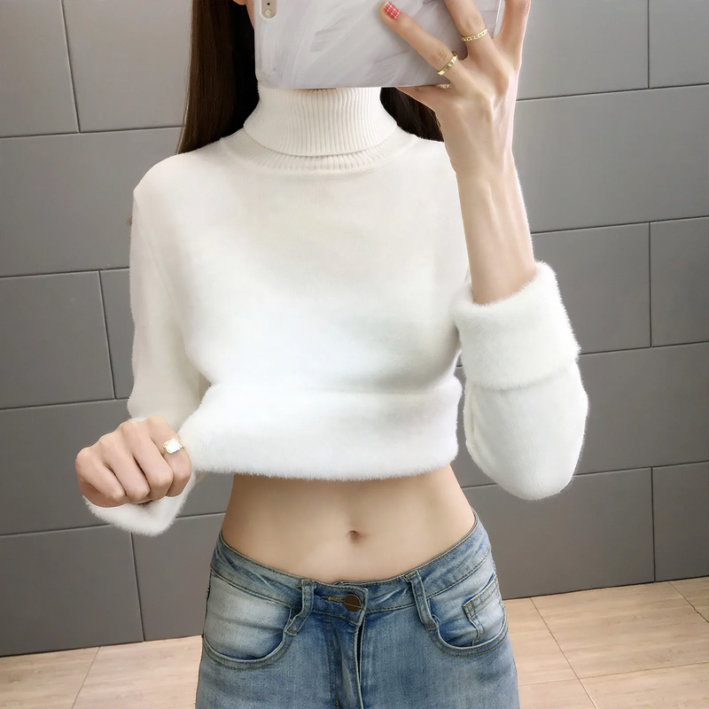Gefütterter Damen-Rollkragenpullover, extra warm