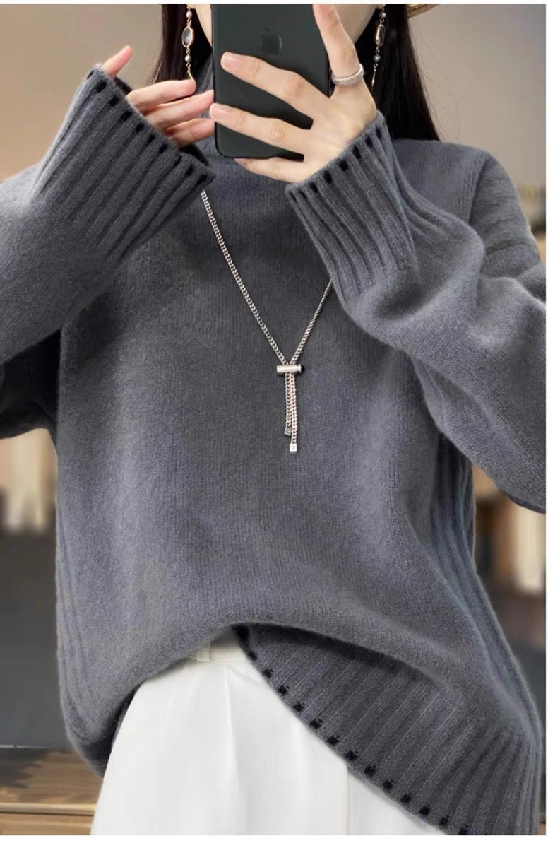 Damen-Strickpullover mit Zopfmuster und Rollkragen