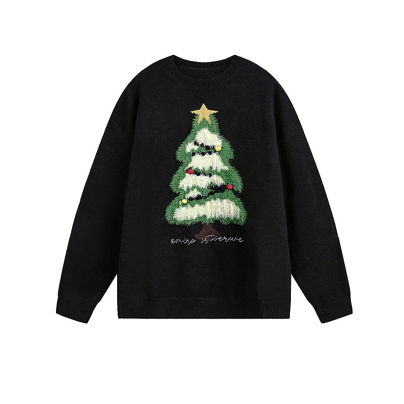 Herren-Strickpullover mit Weihnachtsbaum-Motiv