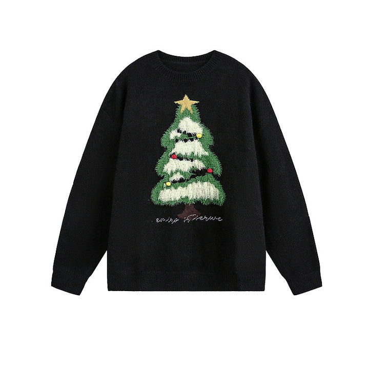 Herren-Strickpullover mit Weihnachtsbaum-Motiv