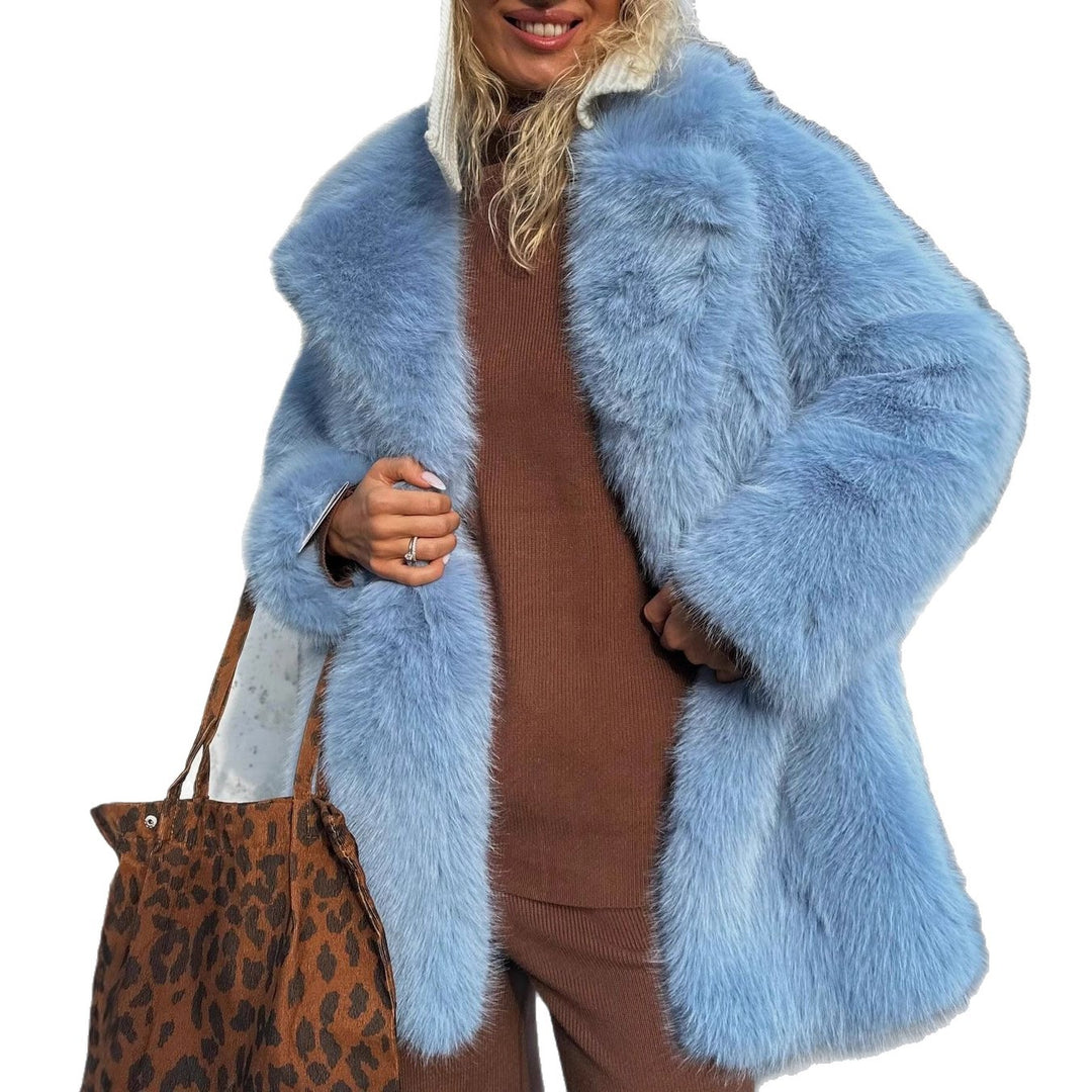 Mittellange Kunstpelzjacke für Damen