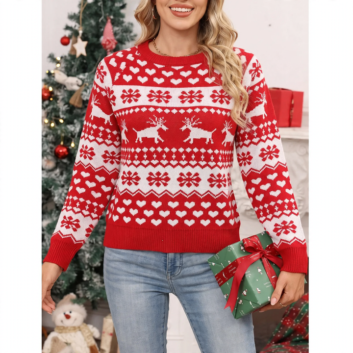 Fair-Isle Strickpullover mit Rentier-Motiv