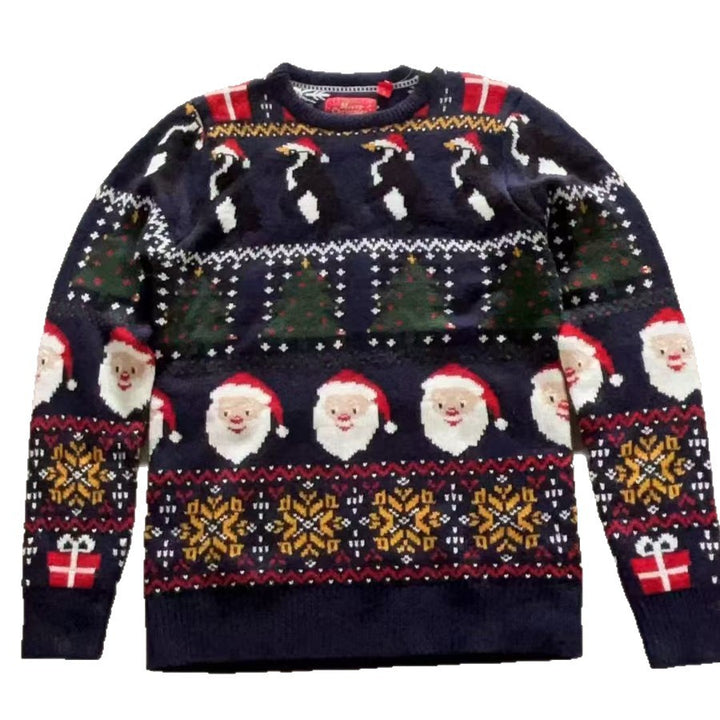 Lockerer Strickpullover mit weihnachtlichem Motiv