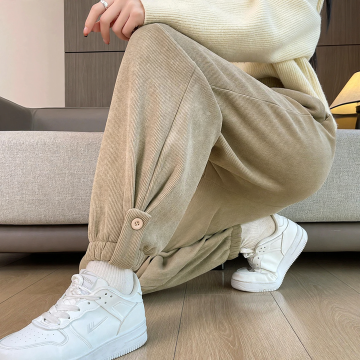 Gefütterte Cord-Jogginghose mit Bündchen