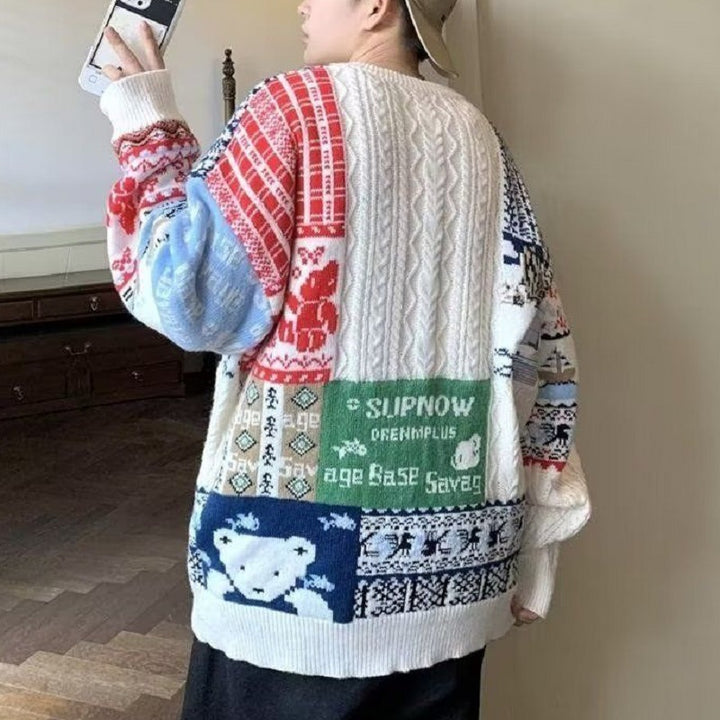 Locker Strickpullover im japanischen Stil für Paare
