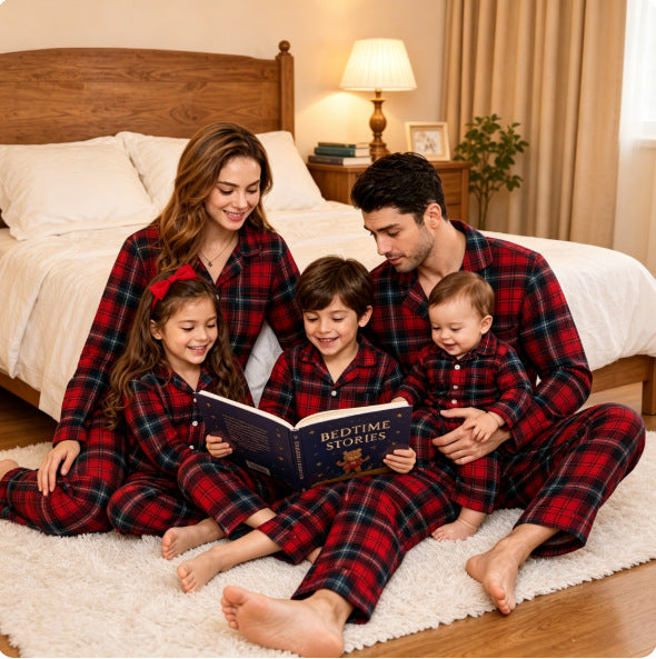 Familien-Pyjama-Set, kariert, Langarm, 2631